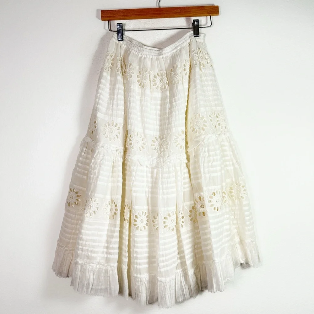Free People One Lorelai Midi Skirt in White size Medium NWOT
